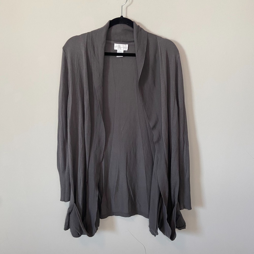 Soft Surroundings Everyday Open Front Gray Cardigan Modal Blend Size XL
